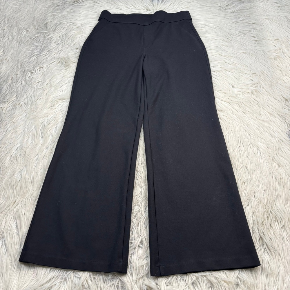 Splendid Women's M Black Ponte Knit Pull On Wide Leg Pant Trouser Office Prep